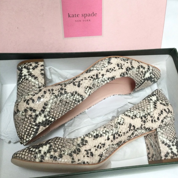 Kate Spade Kylah Pale Vellum Leather Snake Pumps - Picture 8 of 15